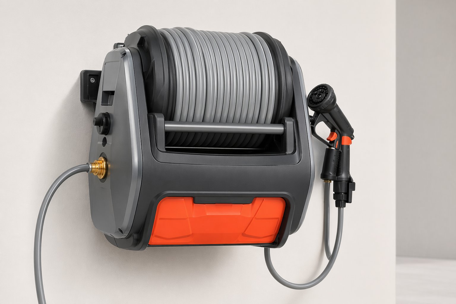 Mangueira retrátil instalada na parede