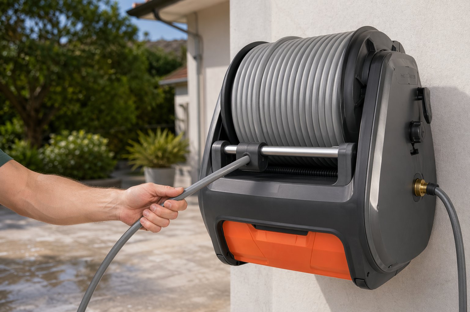 Sistema de recolha automática da mangueira retrátil